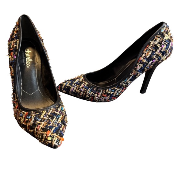 Charles By Charles David Shoes - Charles by Charles David Tweed Pointed Toe Pumps Multicolor Heels Sz‎ 7M
